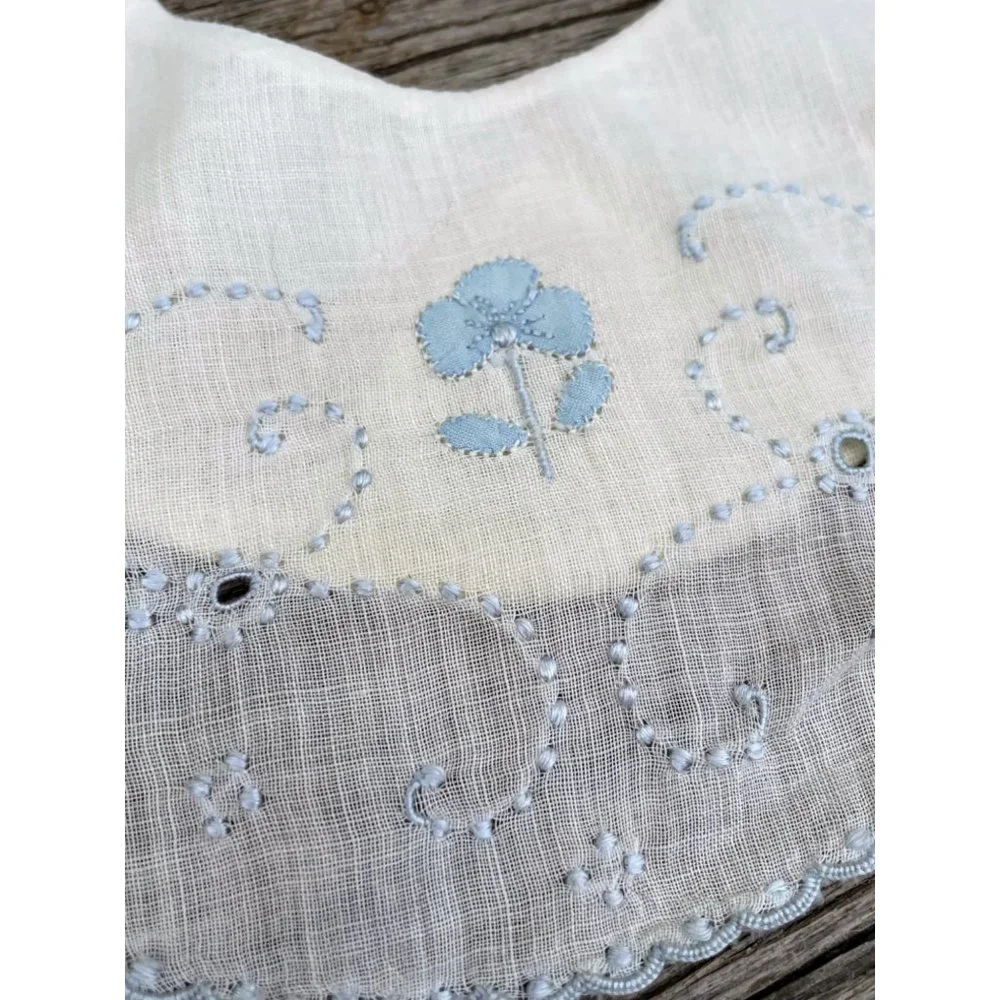 Antique 1930s Baby Bib Lot Linen crochet Lace Embroidery